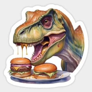 Dinosaur with burger Sticker